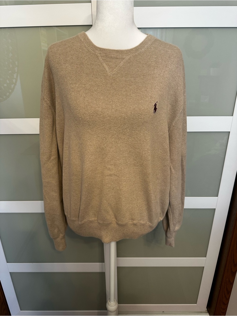 Ralph Lauren Tan Crewneck Sweater with Polo Pony